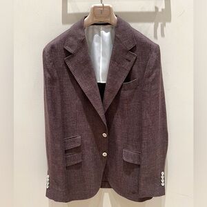 SOLD Brunello Cucinelli Men’s Brown Linen•Silk•Wool Deconstructed Blazer 41 IT